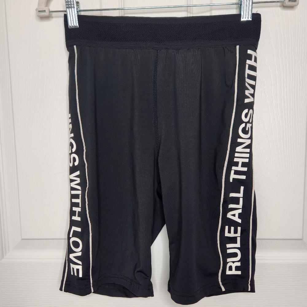 Pam & Gela Black Bike Shorts Mesh Rule All Things With Love Size Small